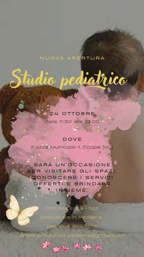 A Scopa apre un nuovo studio pediatrico: domani la presentazione degli spazi A Scopa apre un nuovo studio pediatrico: domani la presentazione degli spazi