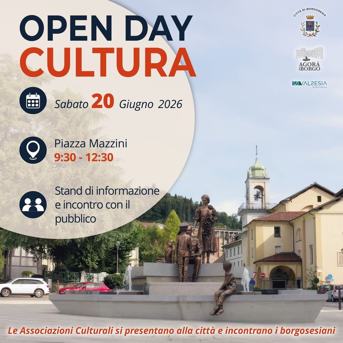 Open Day della Cultura a Borgosesia, le associazioni incontrano la città Open Day della Cultura a Borgosesia, le associazioni incontrano la città