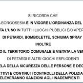 Borgosesia, ordinanza in vigore: stop a petardi, bombolette e schiuma spray nei luoghi pubblici