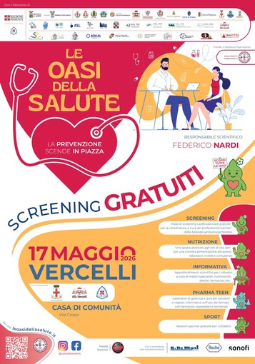 A Vercelli arrivano le Oasi della Salute: screening cardiovascolari gratuiti e attività a Parco Camana