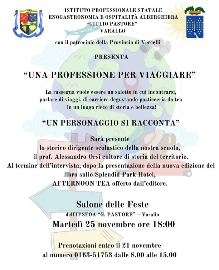 Varallo, all’IPSEOA “Pastore” un pomeriggio dedicato ai viaggi e alla storia con il prof. Alessandro Orsi Varallo, all’IPSEOA “Pastore” un pomeriggio dedicato ai viaggi e alla storia con il prof. Alessandro Orsi