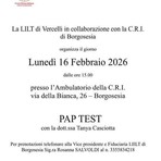 Pap test a Borgosesia con LILT e Croce Rossa: prenotazioni aperte