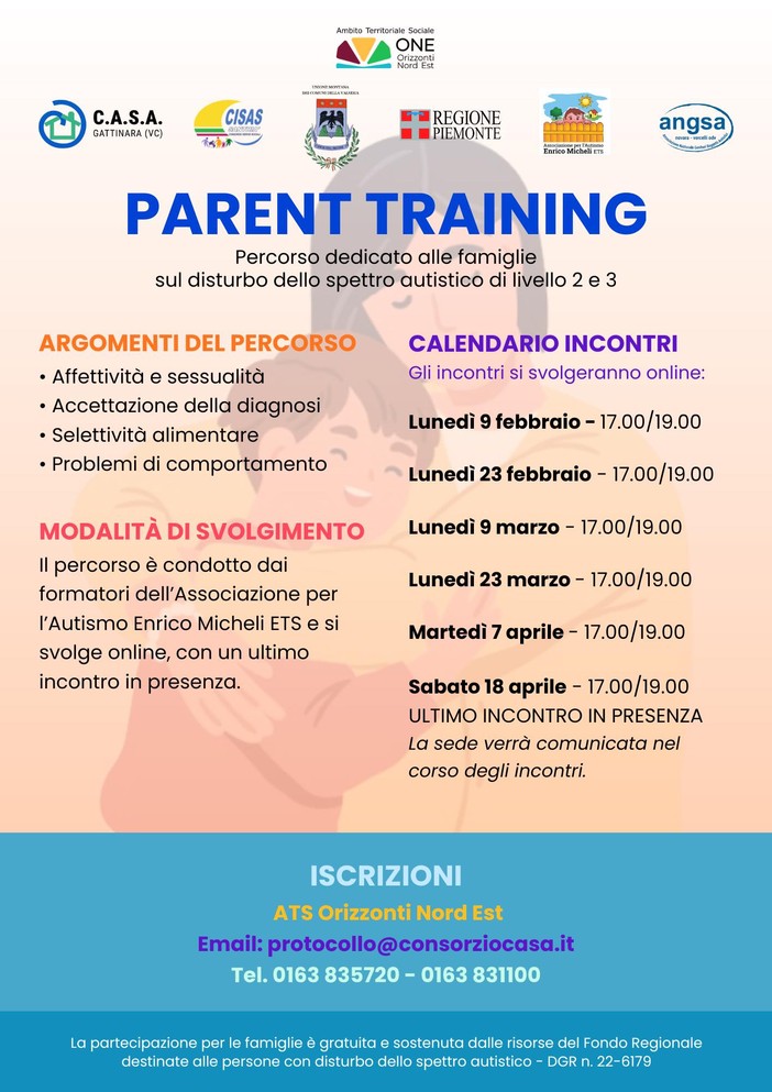 Parent Training per famiglie con figli nello spettro autistico: percorso gratuito promosso dal Consorzio C.A.S.A. Parent Training per famiglie con figli nello spettro autistico: percorso gratuito promosso dal Consorzio C.A.S.A.