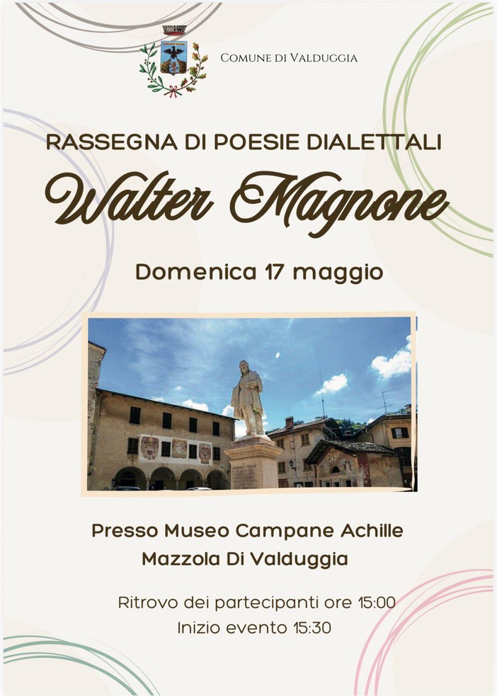 A Valduggia la rassegna di poesie dialettali dedicata a Walter Magnone A Valduggia la rassegna di poesie dialettali dedicata a Walter Magnone