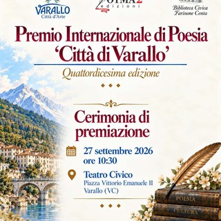Varallo, il 27 settembre la premiazione del Premio Internazionale di Poesia “Città di Varallo”