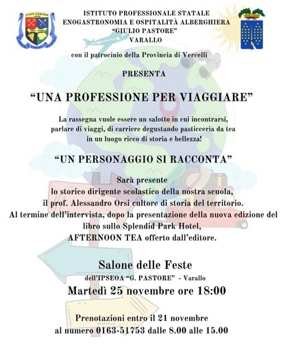 Varallo, all’IPSEOA “Pastore” un pomeriggio dedicato ai viaggi e alla storia con il prof. Alessandro Orsi