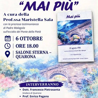 A Quarona la presentazione del libro “Mai più” sull’eccidio del Ponte della Pietà