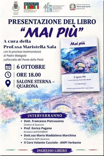 Quarona, il 6 ottobre la presentazione del libro “Mai più” sull’eccidio del Ponte della Pietà
