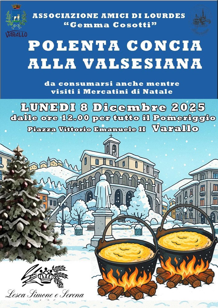 Varallo, l’8 dicembre torna la Polenta Concia alla Valsesiana in piazza Vittorio