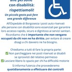 All’ospedale di Borgosesia richiamo al rispetto dei parcheggi riservati alle persone con disabilità