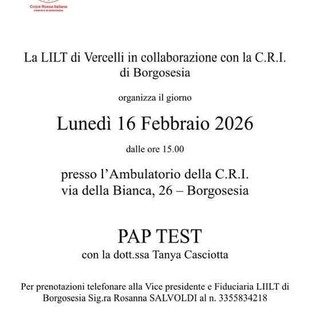 Pap test a Borgosesia con LILT e Croce Rossa: prenotazioni aperte