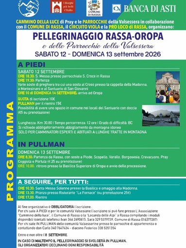 Pellegrinaggio Rassa-Oropa, due giorni di cammino e preghiera con le parrocchie della Valsessera Pellegrinaggio Rassa-Oropa, due giorni di cammino e preghiera con le parrocchie della Valsessera