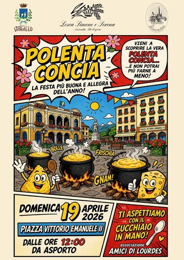 Varallo, domenica 19 aprile torna la polenta concia in piazza Vittorio Emanuele II