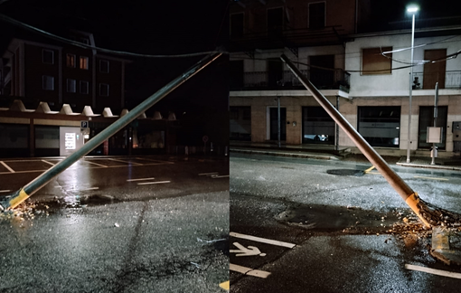 Vigili del Fuoco a Pray per un palo della luce inclinato