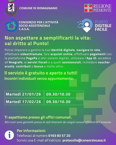 A Romagnano Sesia arriva il Punto Digitale Facile per aiutare i cittadini nei servizi online A Romagnano Sesia arriva il Punto Digitale Facile per aiutare i cittadini nei servizi online