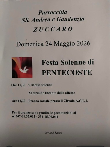 Zuccaro celebra la Festa solenne di Pentecoste