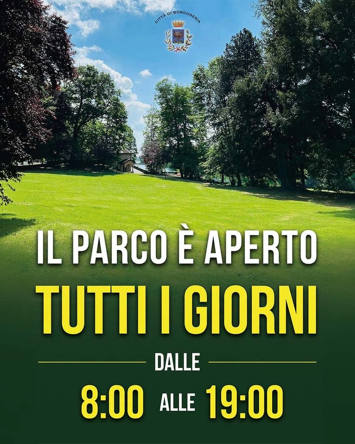 Borgosesia, nuovi orari per il Parco Magni: apertura alle 8 e chiusura alle 19