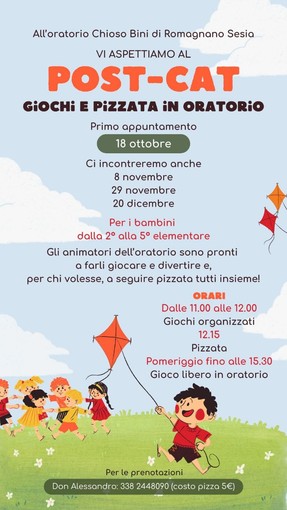 Giochi, amicizia e pizza all’Oratorio di Romagnano Sesia: successo per il primo incontro del Post-Cat