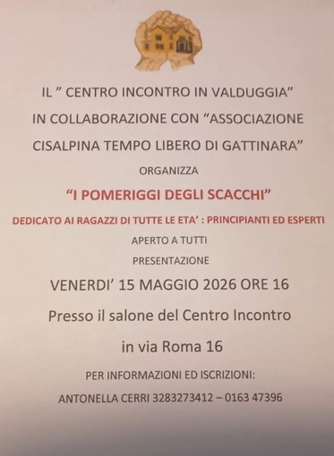 Valduggia, al Centro Incontro arrivano “I pomeriggi degli scacchi”