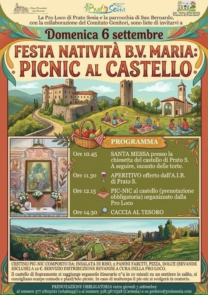 Prato Sesia, una domenica al castello tra festa della Madonna, picnic e caccia al tesoro Prato Sesia, una domenica al castello tra festa della Madonna, picnic e caccia al tesoro