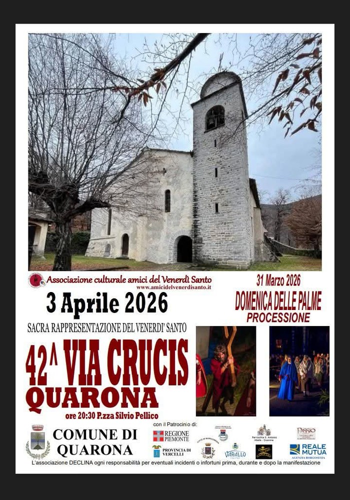 Quarona rinnova la tradizione: torna la suggestiva Sacra Rappresentazione della Via Crucis Quarona rinnova la tradizione: torna la suggestiva Sacra Rappresentazione della Via Crucis