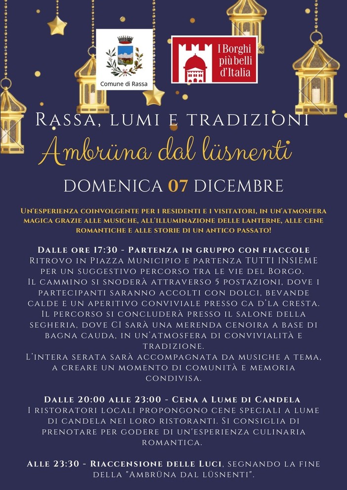 Rassa accende la magia dei Lumi: domenica 7 dicembre torna “Ambruna Dall’lusnenti” Rassa accende la magia dei Lumi: domenica 7 dicembre torna “Ambruna Dall’lusnenti”