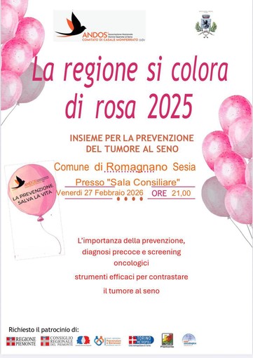 Romagnano Sesia, una serata dedicata alla prevenzione del tumore al seno con “La regione si colora di rosa”
