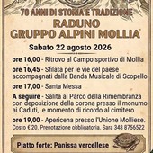 Mollia, il 22 agosto il raduno per i 70 anni del Gruppo Alpini