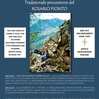 Il 4 ottobre la tradizionale processione del Rosario Fiorito, antica usanza walser ai piedi del Monte Rosa