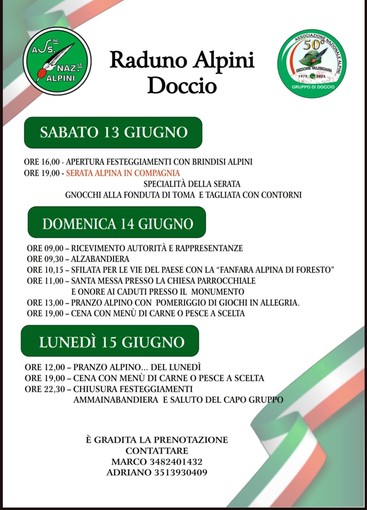Doccio, tre giorni di festa per il Raduno Alpini Doccio, tre giorni di festa per il Raduno Alpini