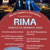 Carnevale 2026 a Rima: Martin Caplet e Carmelina tra pranzo, fuochi e veglione