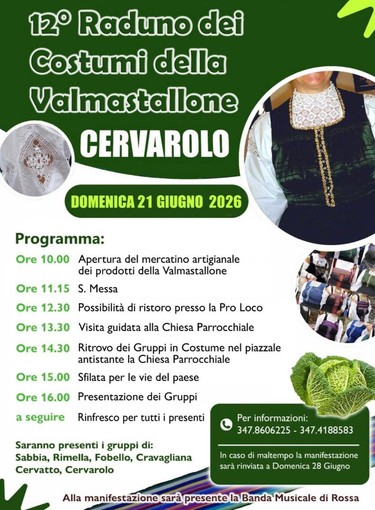 Cervarolo ospita il 12° Raduno dei Costumi della Valmastallone Cervarolo ospita il 12° Raduno dei Costumi della Valmastallone