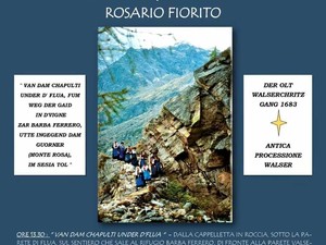 Il 4 ottobre la tradizionale processione del Rosario Fiorito, antica usanza walser ai piedi del Monte Rosa Il 4 ottobre la tradizionale processione del Rosario Fiorito, antica usanza walser ai piedi del Monte Rosa