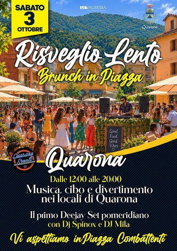 Quarona, il 3 ottobre “Risveglio lento”: brunch in piazza tra musica, cibo e socialità