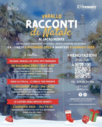 “Varallo racconti di Natale”: al Sacro Monte un percorso tra storia, arte e leggende