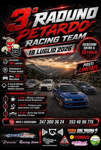 Terzo Raduno Petardo Racing Team, appuntamento il 19 luglio Terzo Raduno Petardo Racing Team, appuntamento il 19 luglio