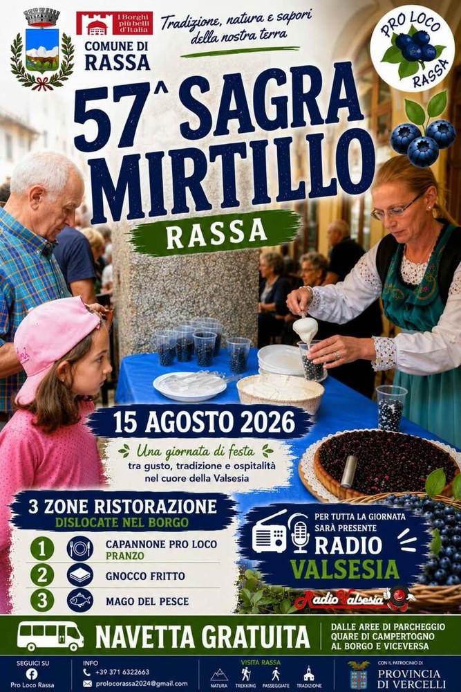 Rassa, grande partecipazione per la 57ª Sagra del Mirtillo Rassa, grande partecipazione per la 57ª Sagra del Mirtillo