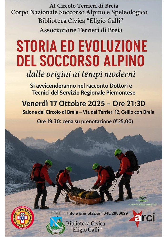 Breia, una serata dedicata alla “Storia ed evoluzione del Soccorso Alpino” Breia, una serata dedicata alla “Storia ed evoluzione del Soccorso Alpino”