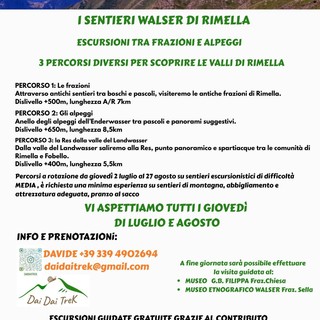 I sentieri Walser di Rimella diventano escursioni guidate tra frazioni, alpeggi e musei