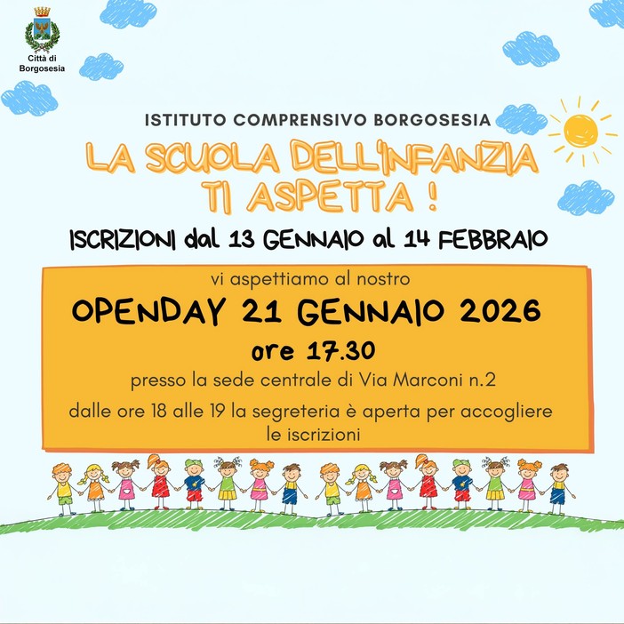 Borgosesia apre le porte alla scuola dell’infanzia: iscrizioni e open day all’Istituto Comprensivo
