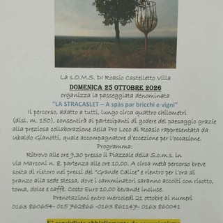 A Roasio la “Stracaslet”, passeggiata tra bricchi e vigne