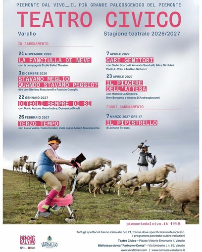 Varallo, sette appuntamenti per la stagione 2026/2027 del Teatro Civico