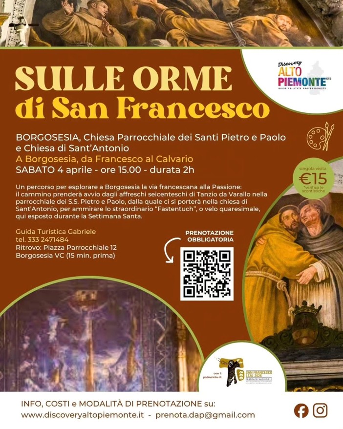 A Borgosesia un itinerario tra arte e spiritualità con “Sulle orme di San Francesco”
