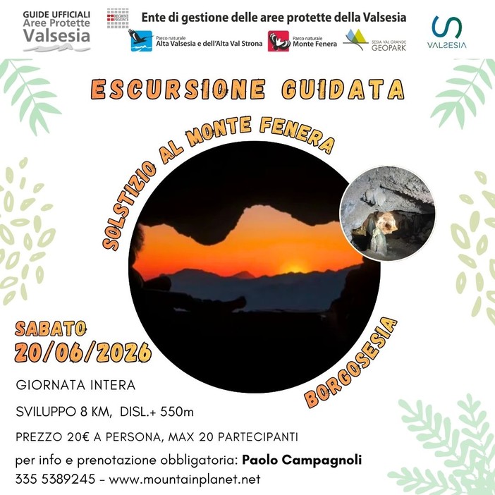 Monte Fenera, escursione guidata al solstizio tra grotte e tramonto in vetta Monte Fenera, escursione guidata al solstizio tra grotte e tramonto in vetta