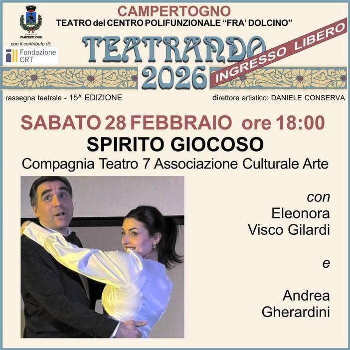 A Campertogno torna “Teatrando 2026”: in scena “Spirito giocoso” al teatro “Fra’ Dolcino”