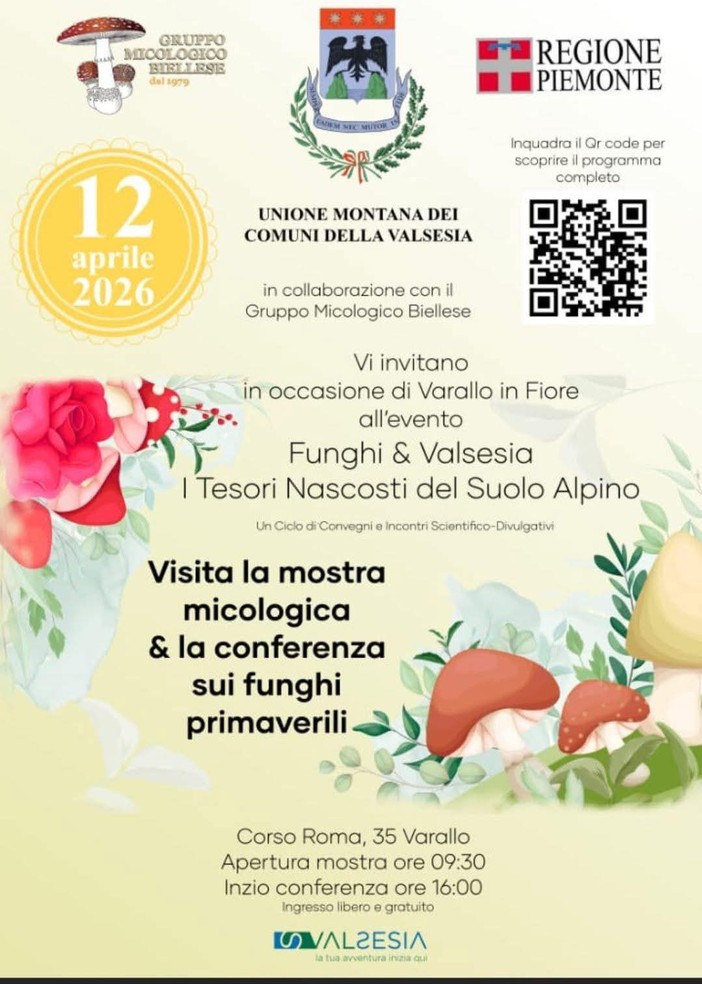 Varallo in Fiore, il 12 aprile spazio a mostra micologica e conferenza sui funghi primaverili
