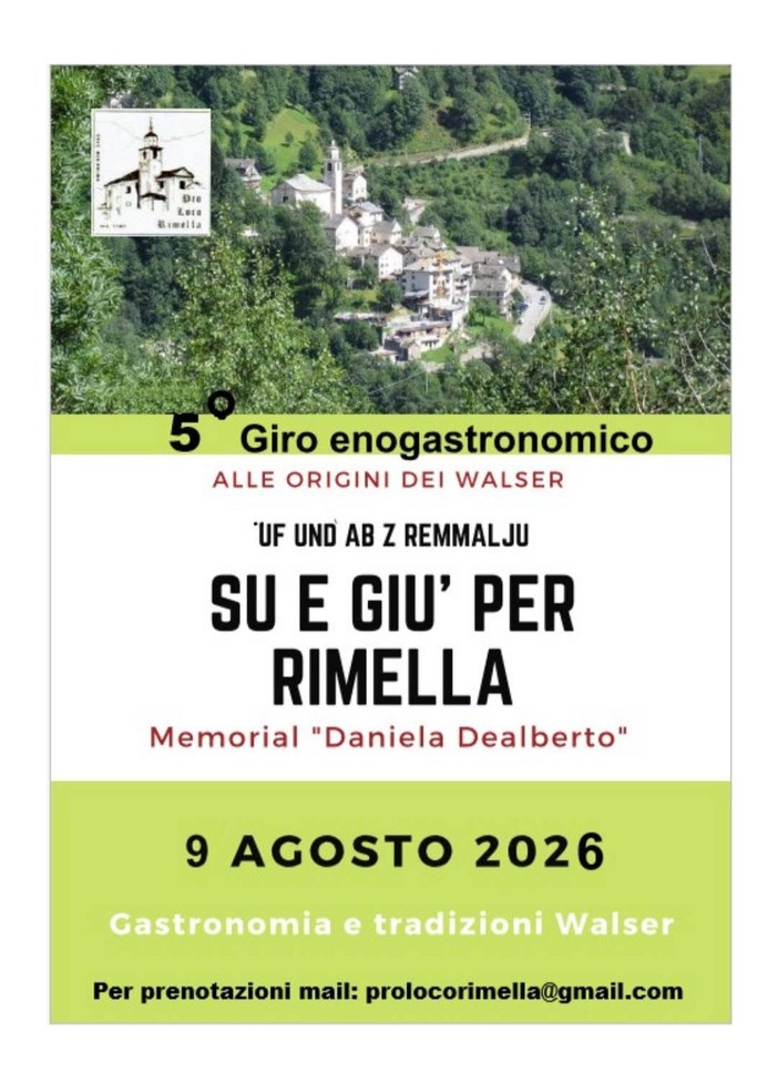 Rimella, torna il giro enogastronomico “Su e giù per Rimella” Rimella, torna il giro enogastronomico “Su e giù per Rimella”