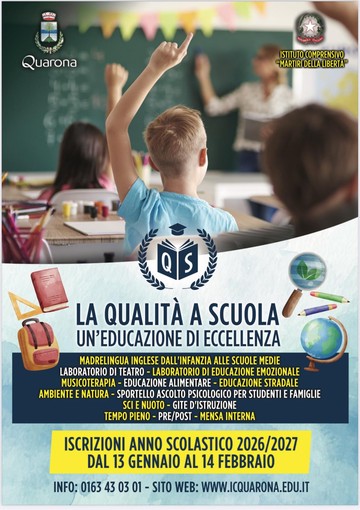 Quarona, “La Qualità a Scuola”: potenziato il piano educativo tra didattica e attività extra