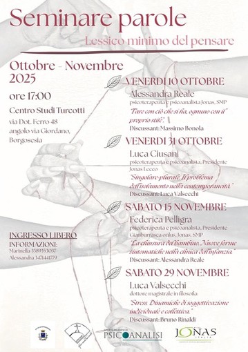 Borgosesia, al Centro Studi Turcotti il secondo incontro di “Seminare parole” Borgosesia, al Centro Studi Turcotti il secondo incontro di “Seminare parole”