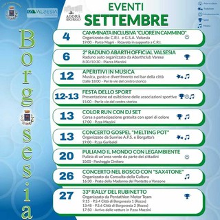 Borgosesia, settembre si anima tra sport, musica, cultura e iniziative per la città